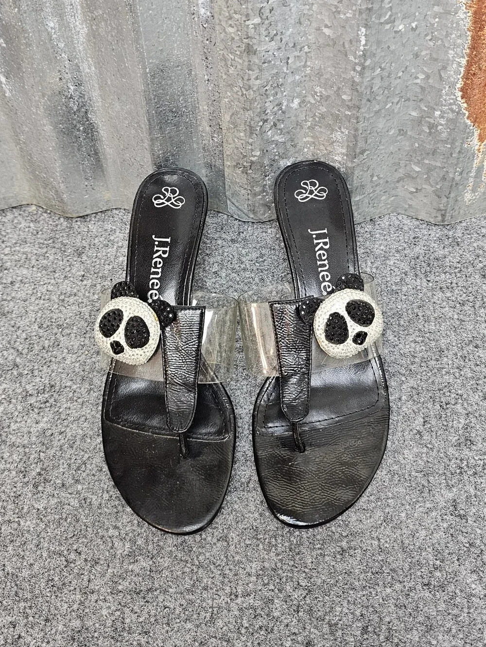 Rare Vintage J. Renee Sparkle Panda Jelly Sandals - Picture 1 of 8